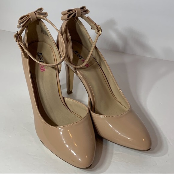 EUC Shoedazzle Ankle Strap‎ Classic Pointed Nude Heel With Bow Embellishment - Picture 6 of 6